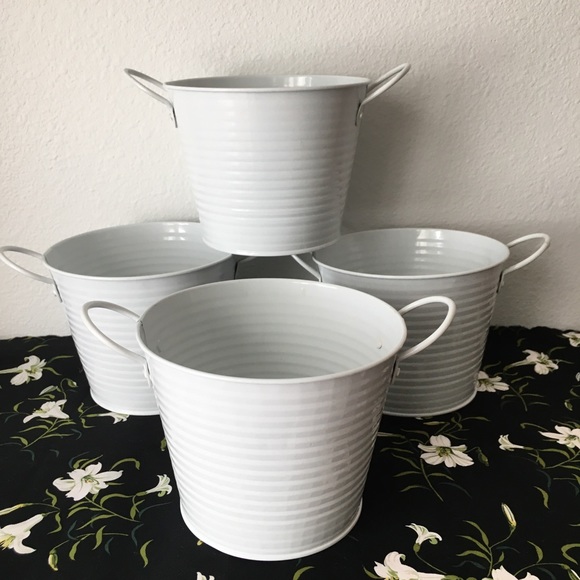 Tin Buckets with handles / 4pc. Tin Pot Set - Picture 1 of 7